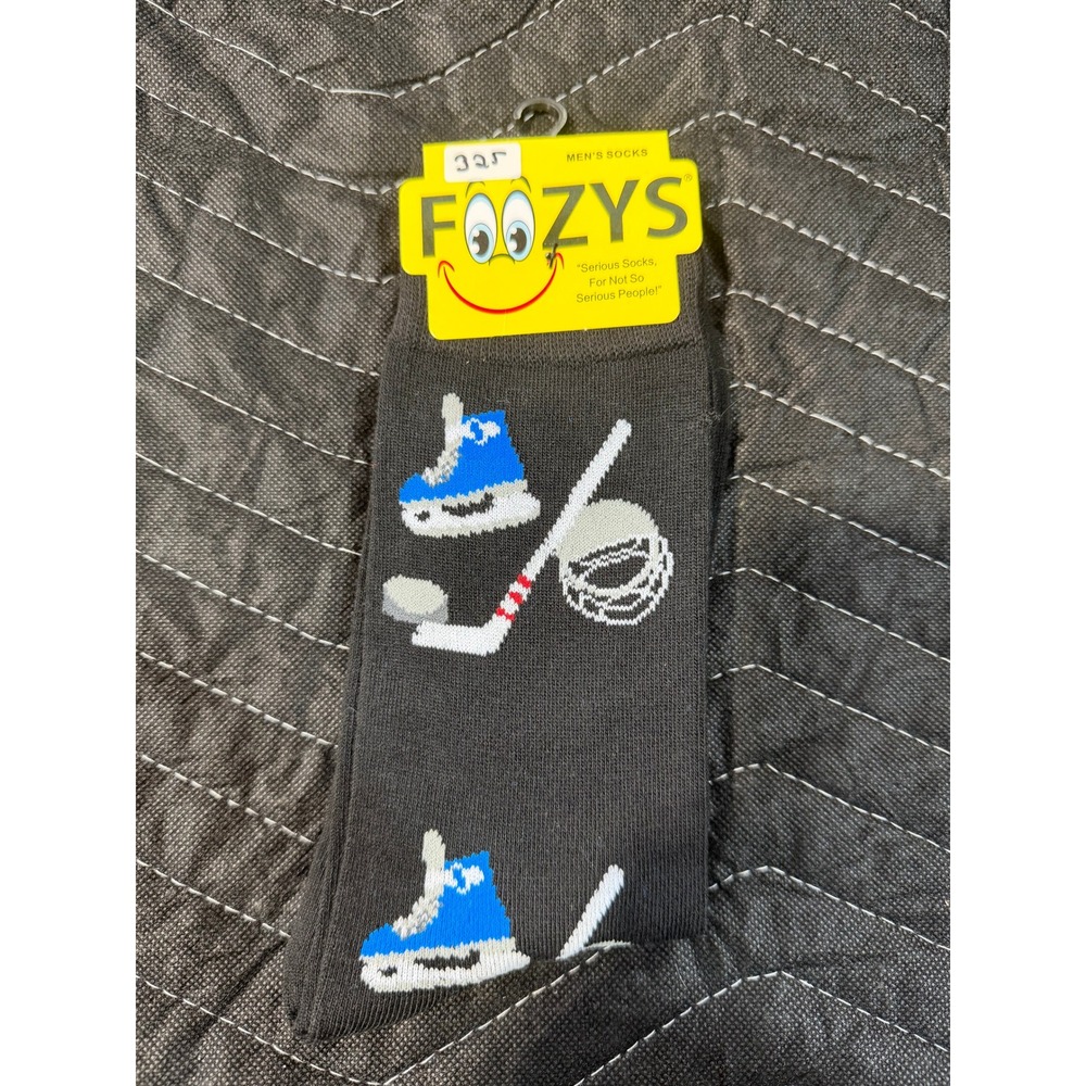 Foozys Hockey Socks Men‎ 10-13 Black New NWT Crew Graphic Sports FM-08